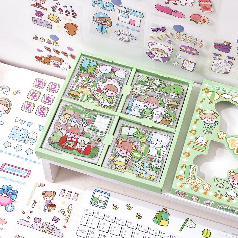 Sticker Miếng Dán Họa Tiết Hoạt Hình Cute,Trang Trí Dán Tập Vở, Bình Nước
