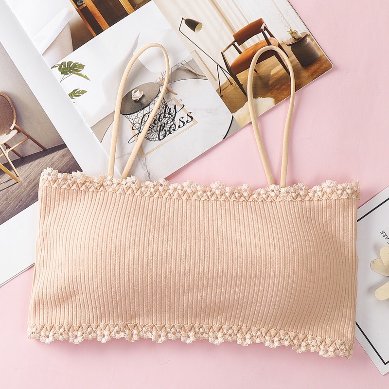 Áo Bra Gân Tăm 2 Dây Cài Sau Viền Ren Siêu Đẹp 8832