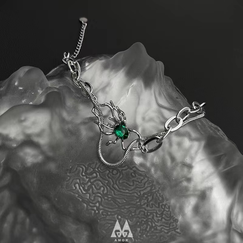 Vòng Đeo Tay Hai Lớp Họa Tiết Nhện Phong Cách hip hop Cá Tính Dành Cho Cặp Đôi