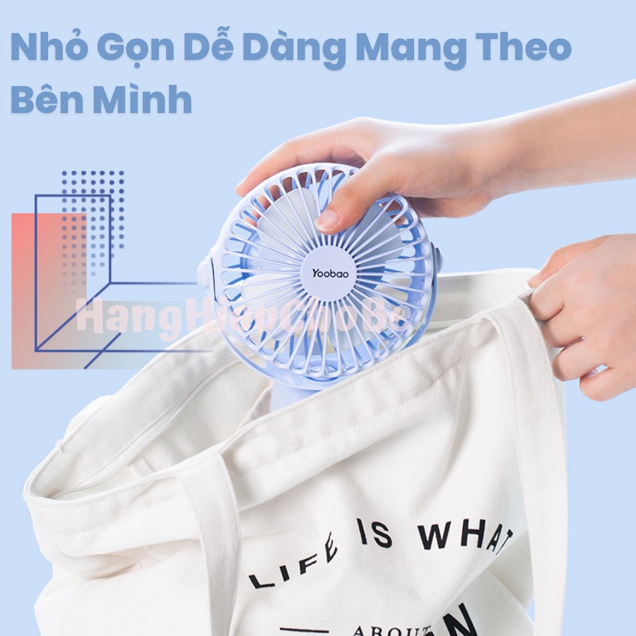 Quạt Kẹp Tích Điện Mini Yoobao 6400mah kẹp Bàn, Xe đẩy, Nôi Cũi, Sử Dụng Phỏng Ngủ, Đi Du Lịch