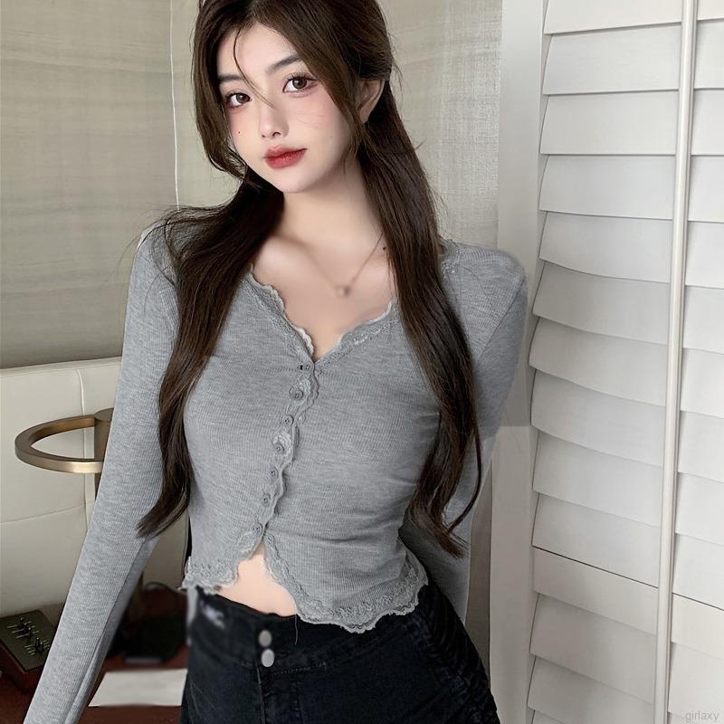 Áo Cardigan Dệt Kim Tay Dài Cổ Chữ V Màu Sắc Đơn Giản Phong Cách Hàn Quốc Thời Trang Cho Nữ