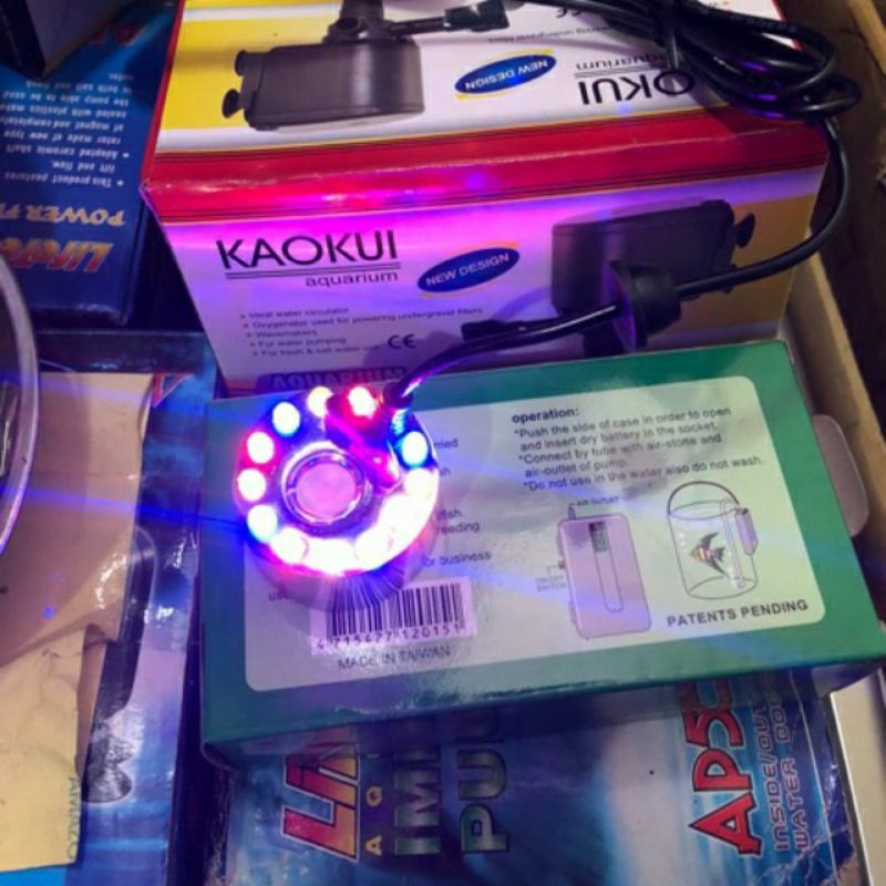 Máy tạo khói kết hợp Đèn led đổi 5 màu + adaprer cho bể cá mini, bồn gội đầu dưỡng sinh, hòn non bộ, hồ cá
