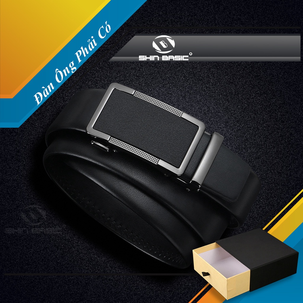 Dây Thắt Lưng, Nịt Nam Da Bò Thật Cao Cấp - ShinBasic, Bảng Khoá Tự Động,Thời Trang Công Sở, Đơn Giản, BELTS21BAS05-2