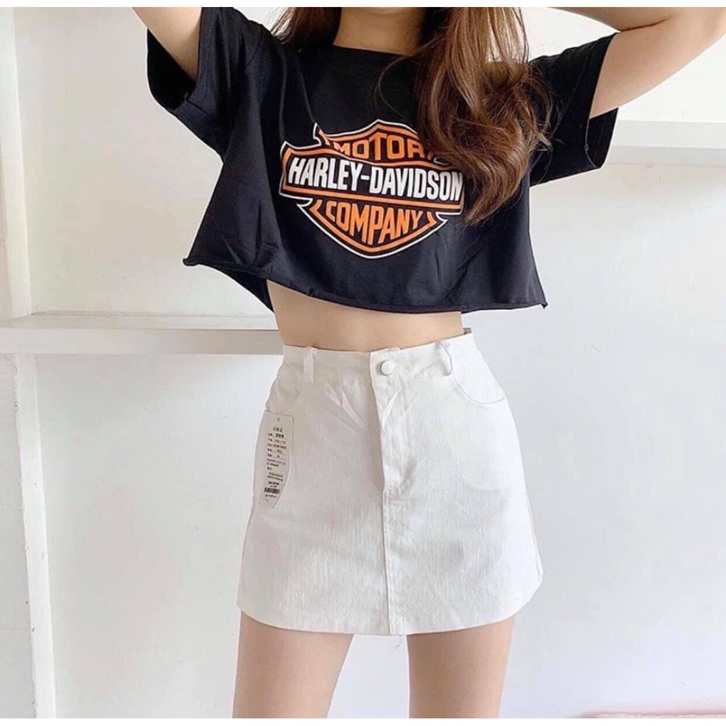 [TẶNG GÓI XẢ VẢI] Áo croptop nữ áo kiểu,áo croptop nữ tay ngắn in Motor Harley