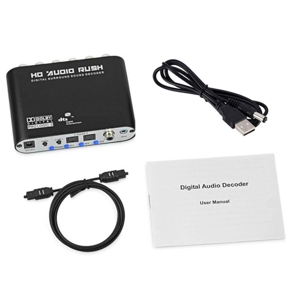 Bộ Giải Mã Âm Thanh Kỹ Thuật Số 5.1ch hd Audiorush spdif coaxial Sang rca dts ac3
