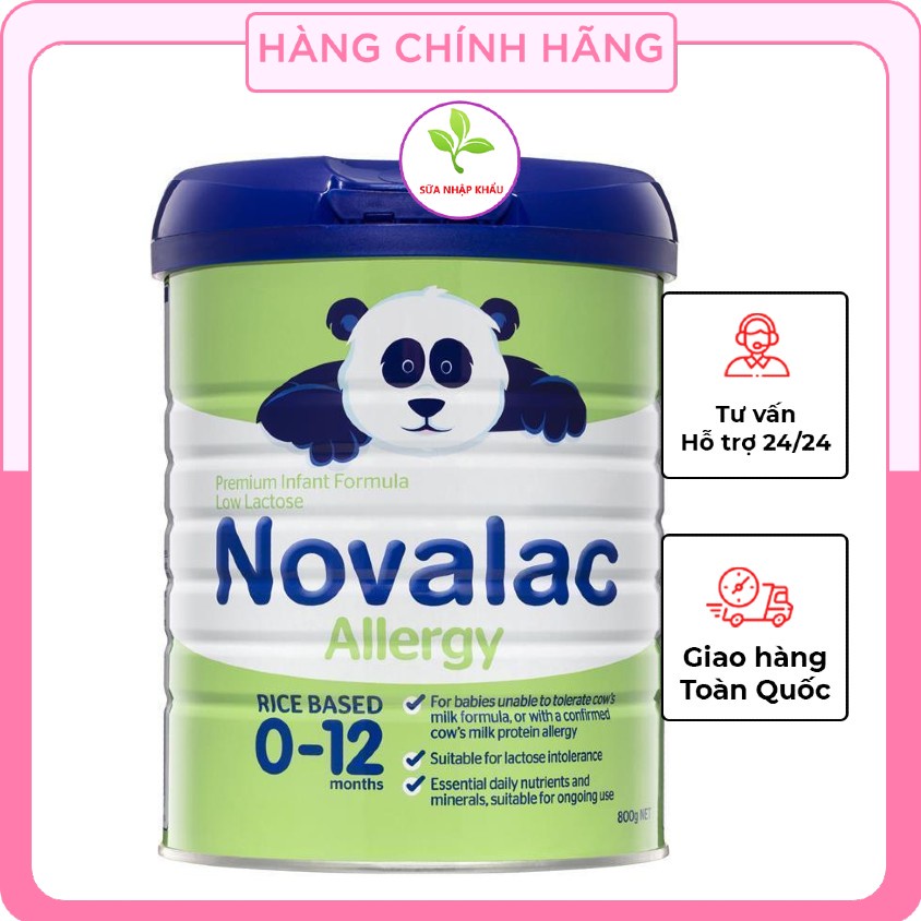 Sữa bột Novalac Allergy Infant Formula Úc cho trẻ dị ứng đạm bò hộp 800g