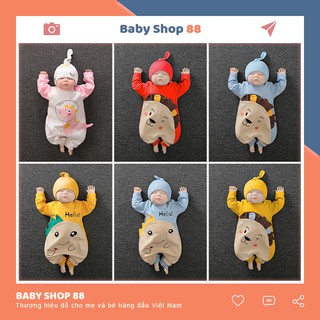Bộ Đồ Liền Thân Quần Áo Trẻ Em Sơ Sinh Dài Tay Chất Cotton Bodysuit Hình Thú Cho Bé Trai Bé Gái [BDD17]