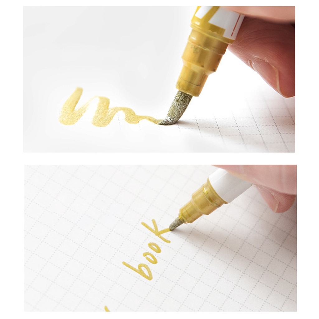 Bút Đánh Dấu Hai Mặt Ánh Kim Loại 10 Màu Mềm Mại DIY
