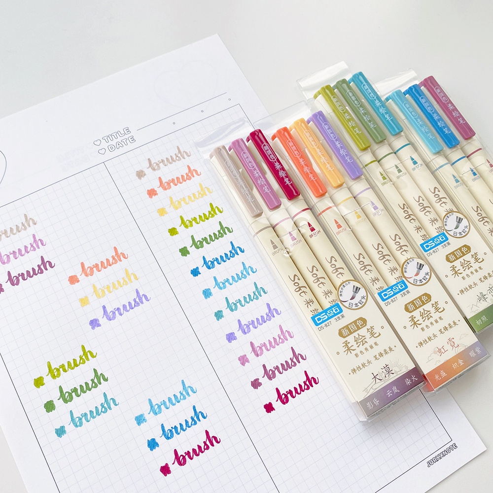 Bút calligraphy soft brush sign pen 12 màu WINZIGE bút brush bộ bút viết thư pháp đồ dùng học tập độc lạ