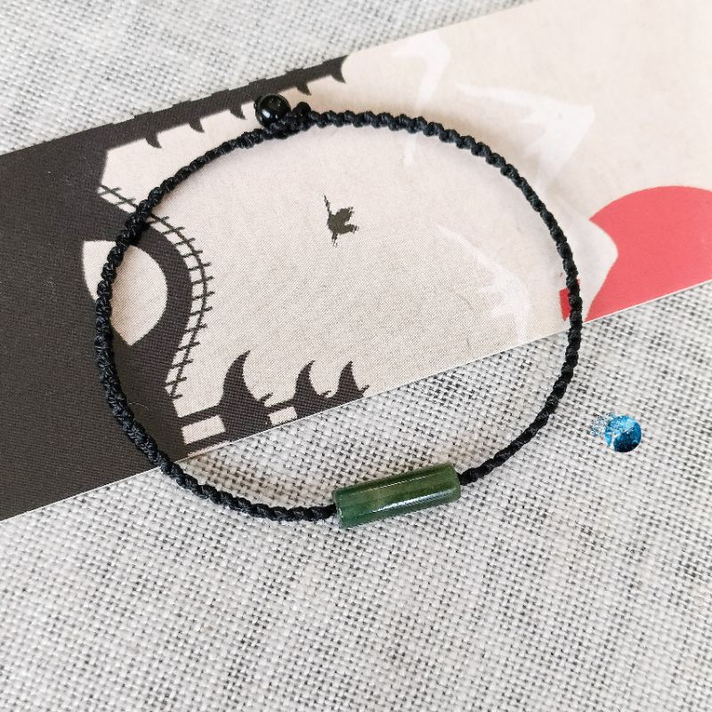 Vòng tay tết dây lu thống mini đá moss agate