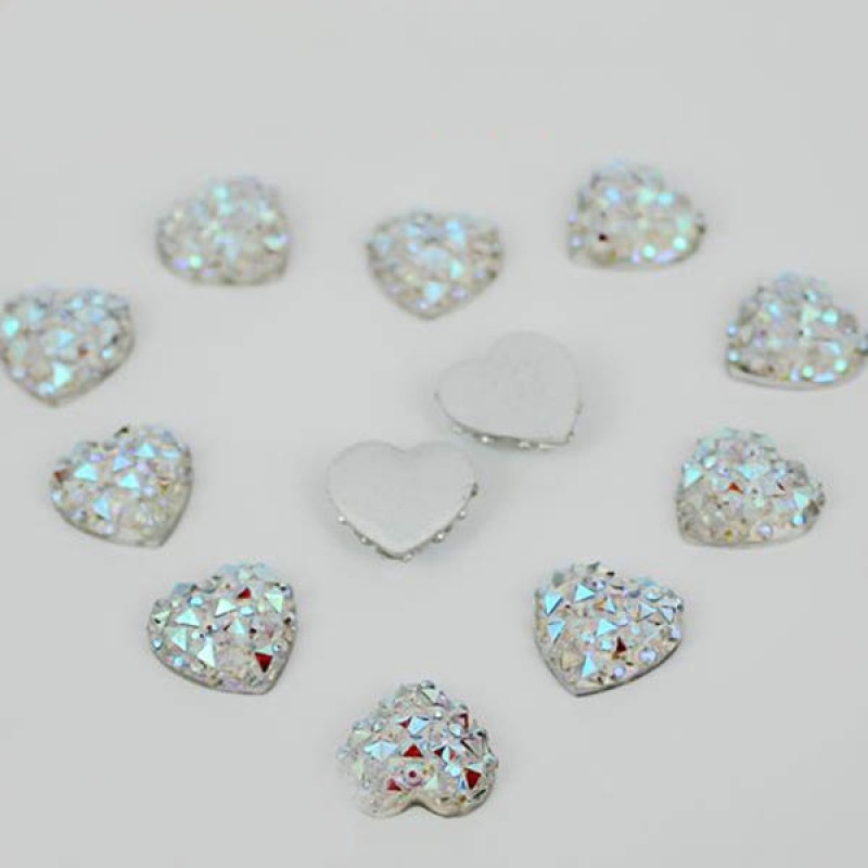 Bộ 40 Hình Trái Tim/Tròn/Bông Hoa Bằng Nhựa AB 12mm Trang Trí Đồ Thủ Công
