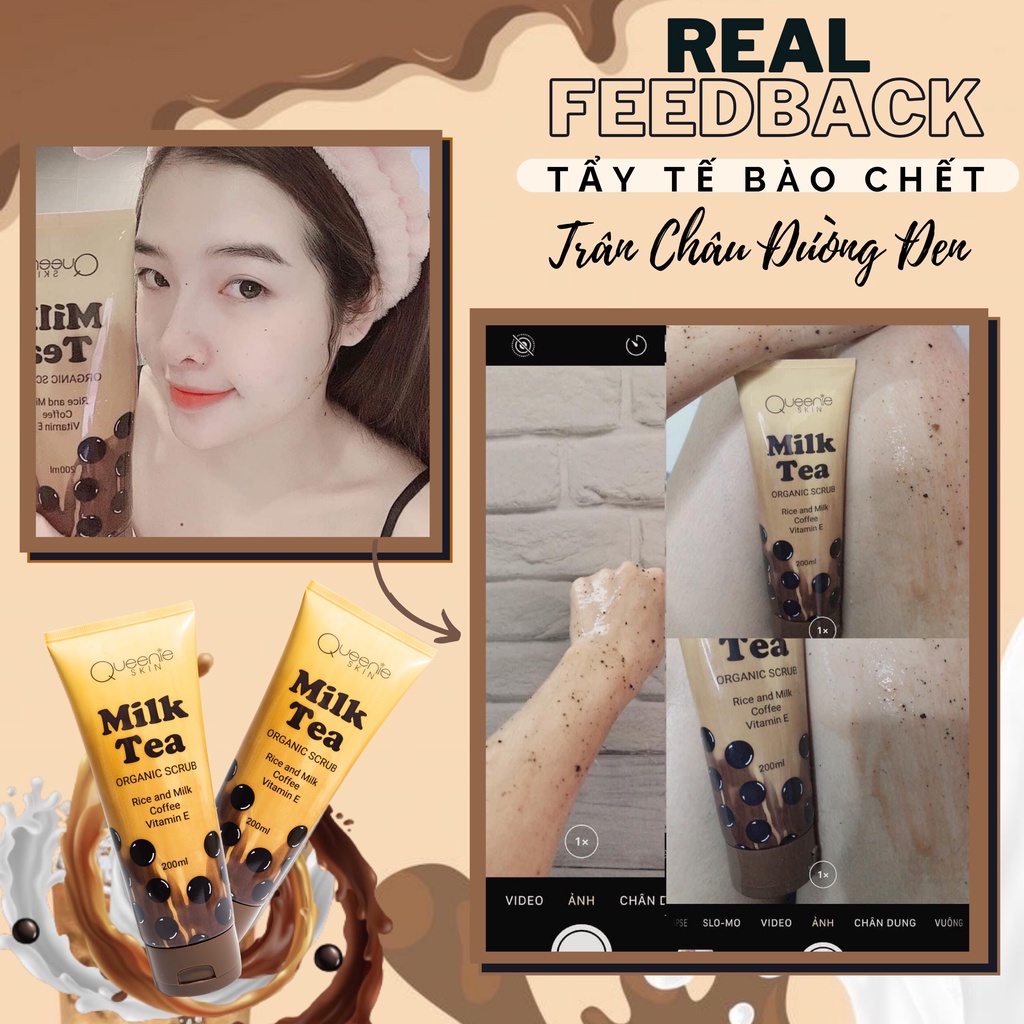 [FreeShip + Tặng Quà] Tẩy Tế Bào Chết Queenie Skin - Tẩy Tế Bào Chết Milk Tea Queenie Skin Date Mới Nhất