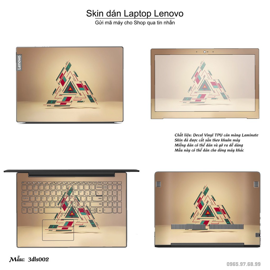 Skin dán Laptop Lenovo in hình 3D (inbox mã máy cho Shop)