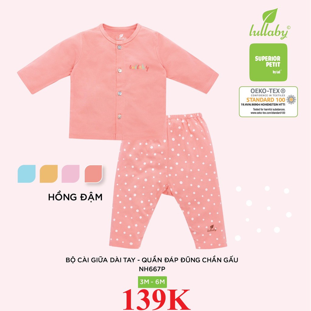 Lullaby PETTIT Bộ Cài Giữa DT - Quần Đáp Đũng Chần Gấu NH667P