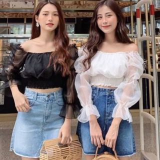 Áo crop tay xốp kèm ảnh thật