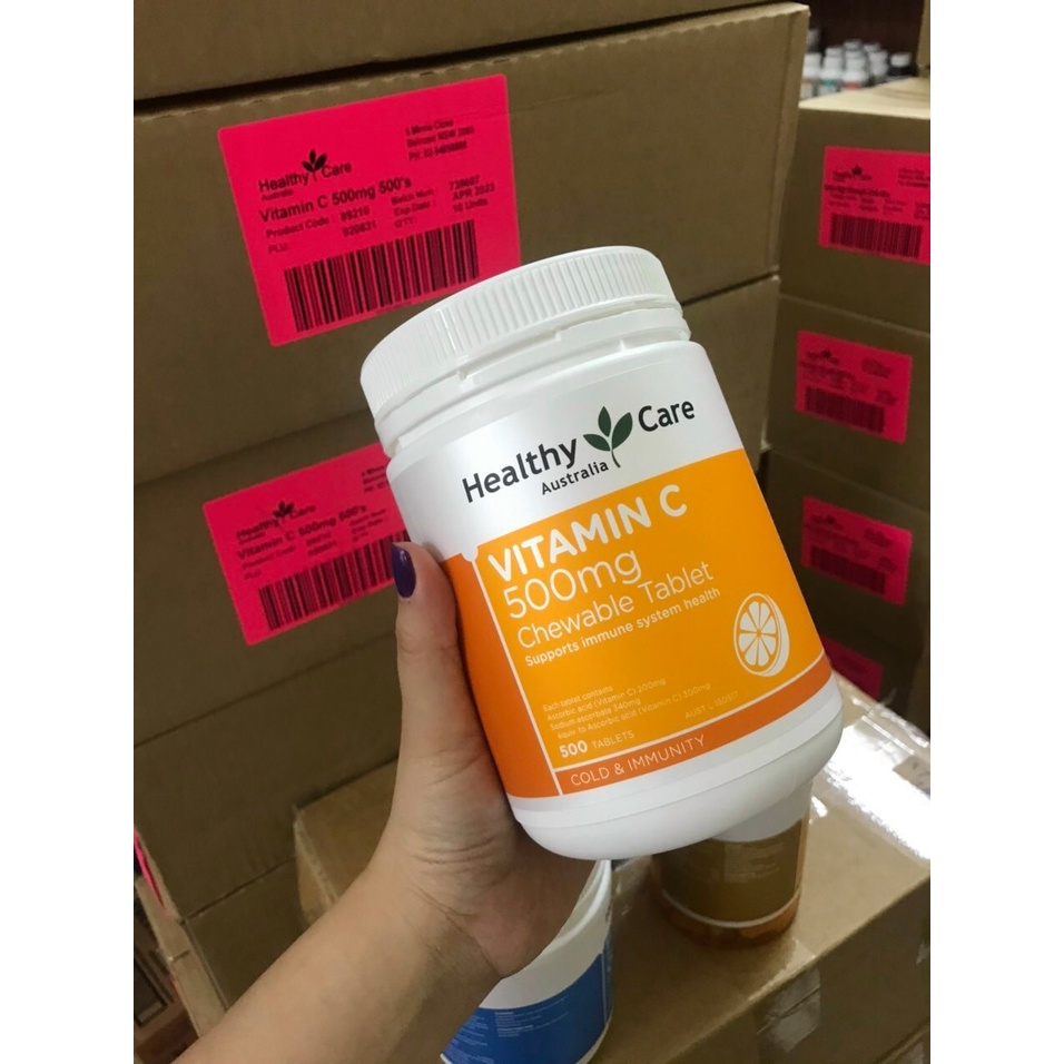 Viên uống Healthy Care Vitamin C 500mg, Úc (500v) tăng cường đề kháng, đẹp da