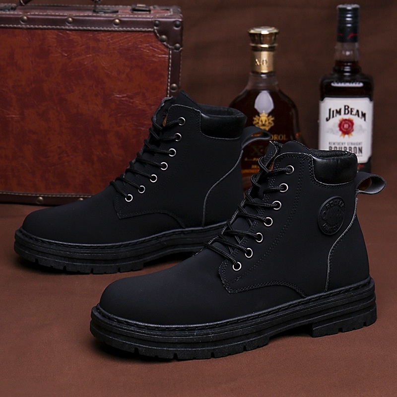 Giày boots martin Mũi Tròn Màu Nâu Phong Cách Thời Trang Anh Quốc Cho Nam Giới
