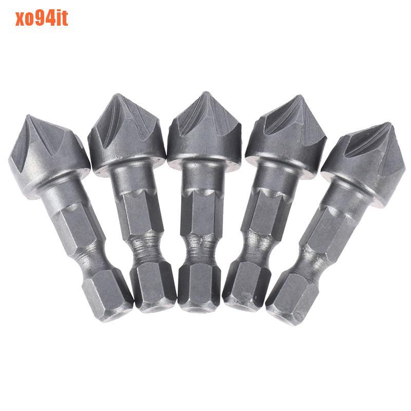 90° Countersink Drill Chamfer Bit 1/4" Hex Carpentry Angle Point Bevel Cu