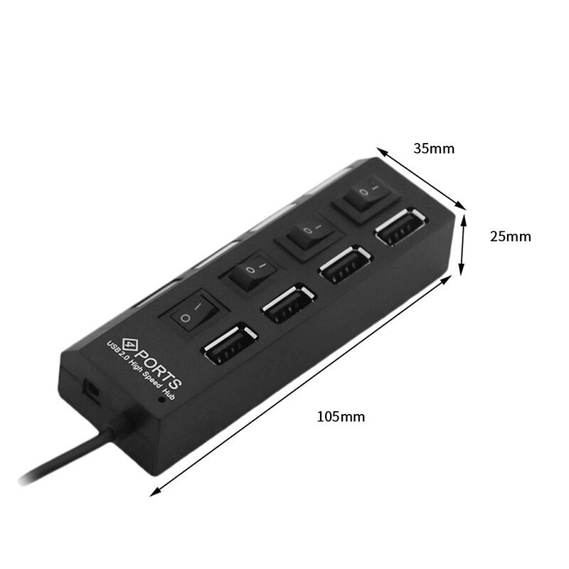 Bộ Hub Chia Cổng USB Chuẩn 2.0 Gồm 4 Port Model HB7 Có Công Tắc ON OFF Hỗ Trợ Win 10