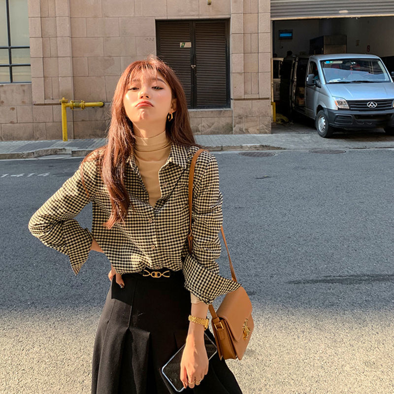 Korean Style Wide Caro Shirt For Women