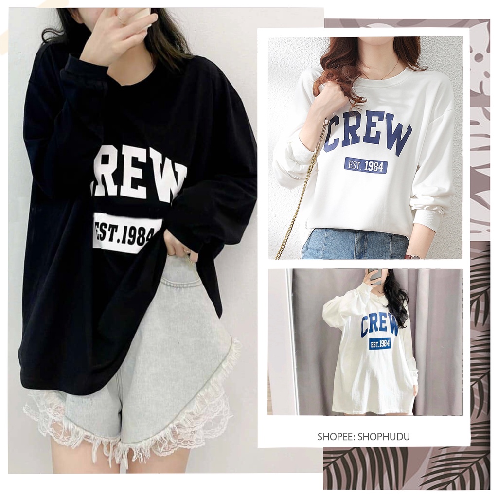 A021 Áo thun dài tay hè thu đông drew dáng rộng nam nữ, áo phông đen trắng Unisex form to cổ tròn tay bo