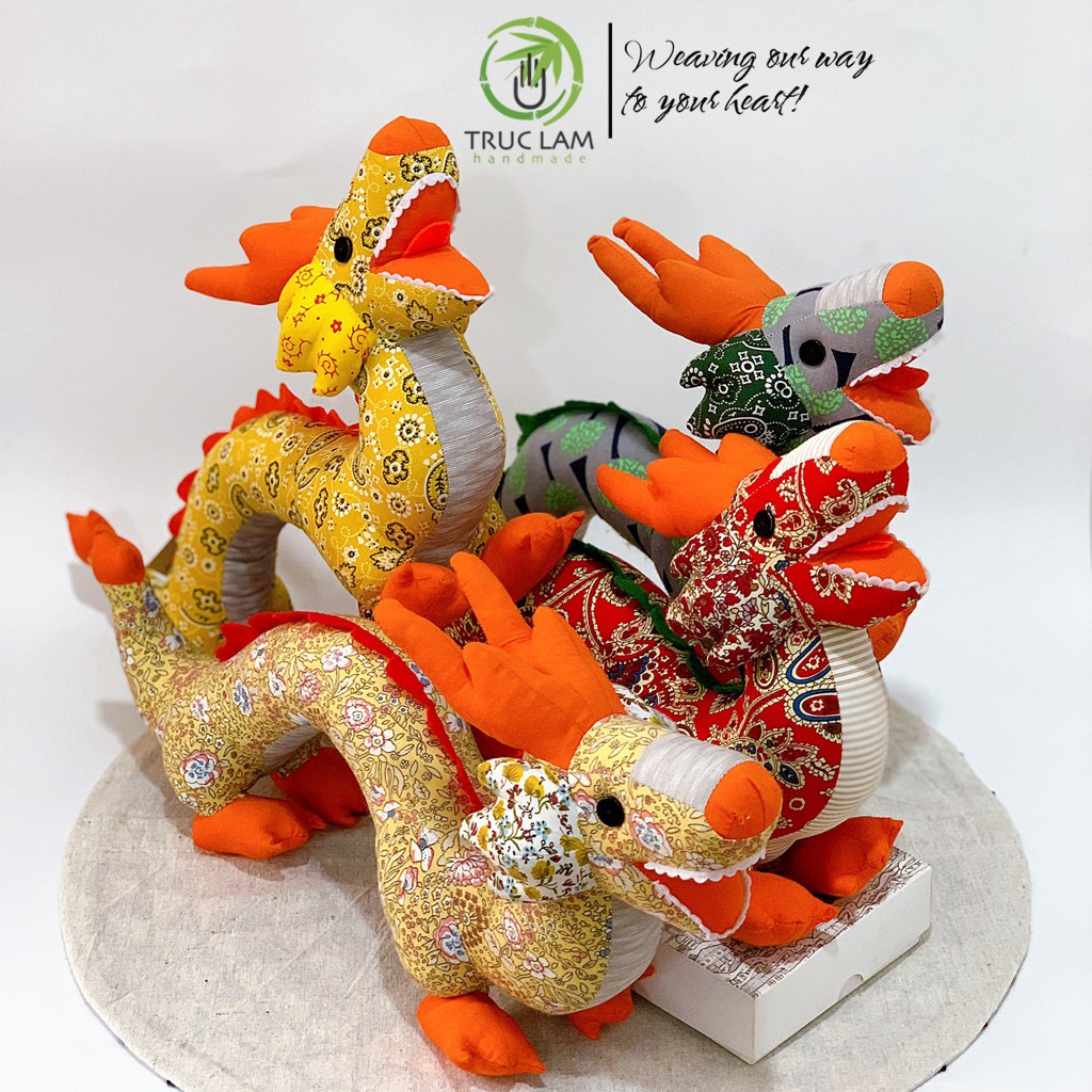 Đồ Chơi Cho Bé Thú Nhồi Bông Hình Con Rồng Mặt Cười Vải Hoa Bông Gòn Cao Cấp - Trúc Lâm Handmade