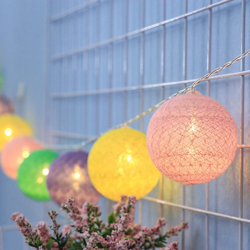 Dây đèn led banh chỉ cotton trang trí decor nhà cửa, lễ Tết (cắm điện)