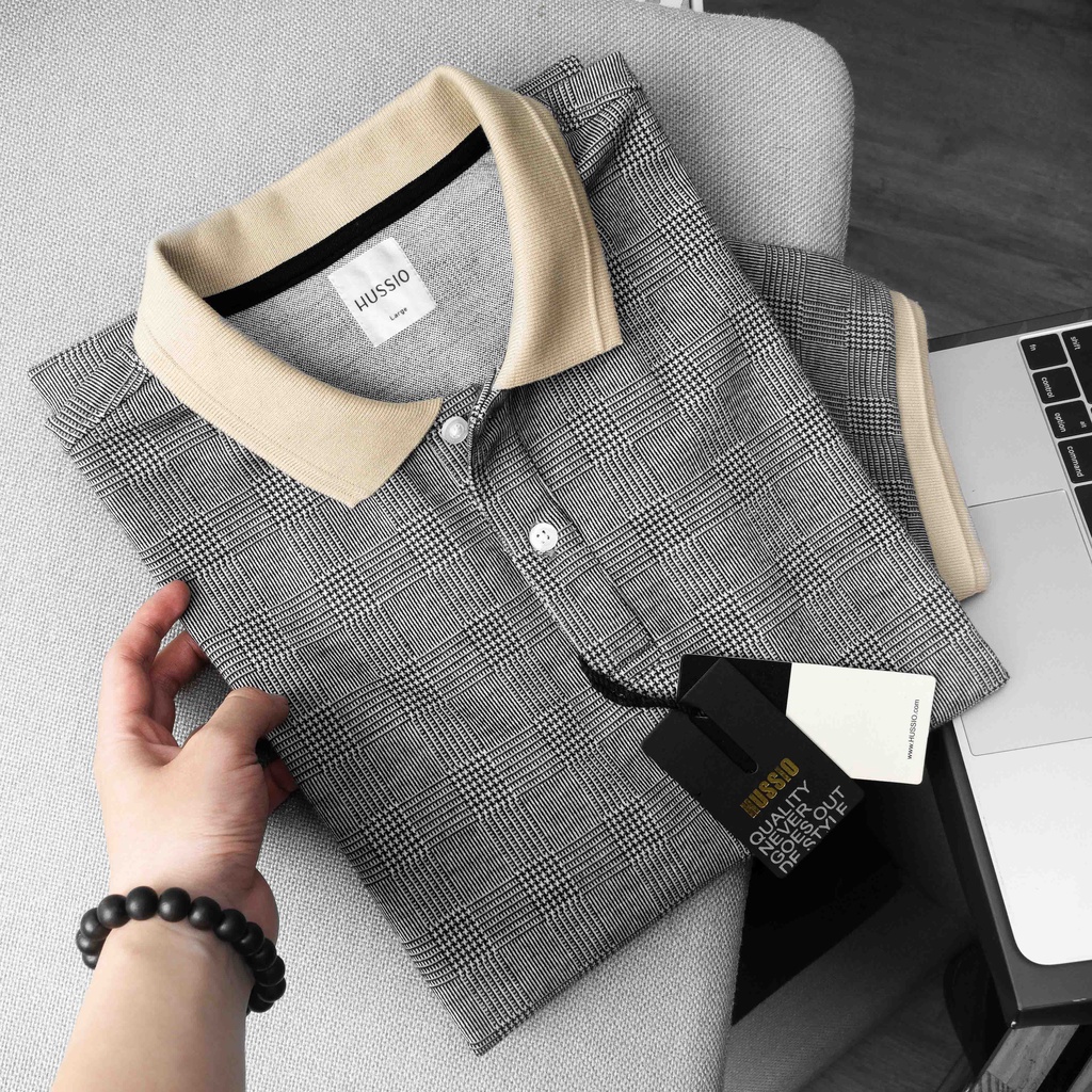 Áo thun polo nam caro cao cấp GAMMY vải cotton len siêu xin, chuẩn form, thoáng mát - HUSSIO