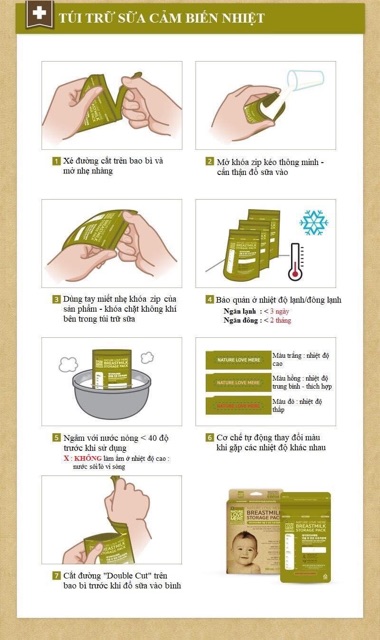 TÚI TRỮ SỮA CẢM BIẾN NHIỆT CAO CẤP HÀN QUỐC NATURE LOVE MERE