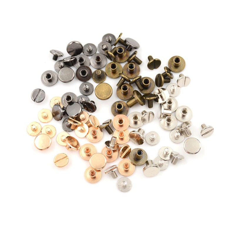 Bộ 10 đinh tán đồng thau thiết kế đầu phẳng làm đồ thủ công da DIY