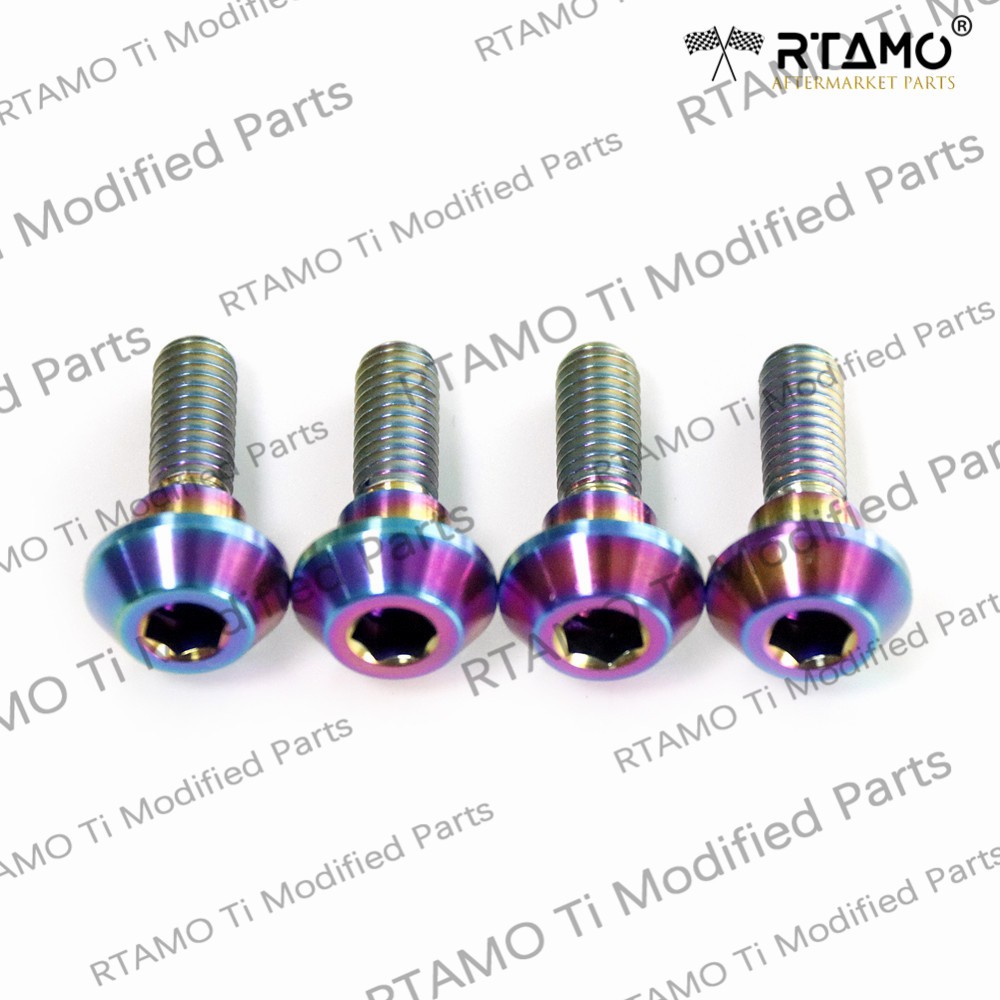 Rtamo Gr5 Titanium Alloy Yanaha Honda Brake Disc Rotor Bolt Disc Nut Fasteners M6×20 for Motorcycle Scooter Parts Available