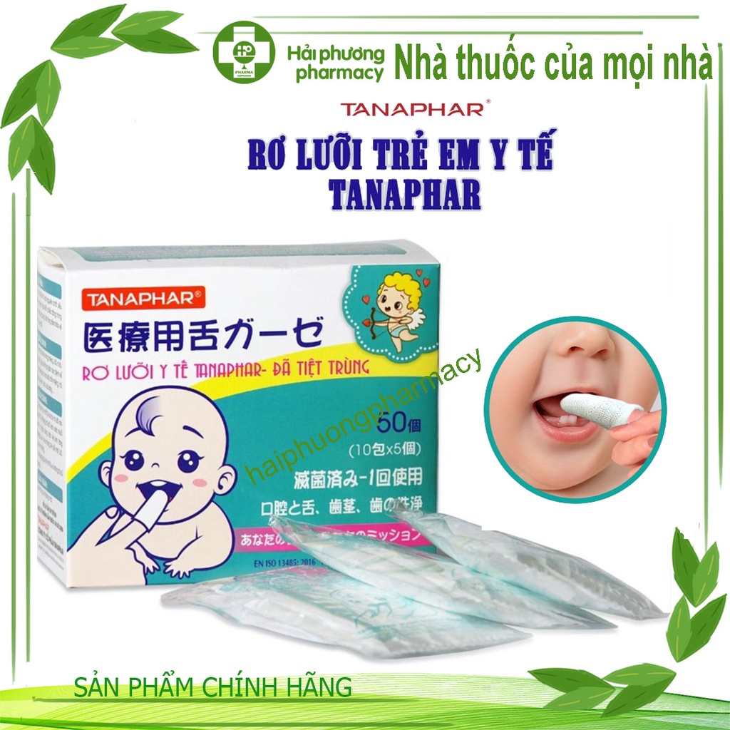 Gạc Rơ Lưỡi Y Tế Tanaphar Trẻ Em Đã Tiệt Trùng - Giúp Phòng Ngừa Tưa Lưỡi, Nấm Miệng (Hộp 50)