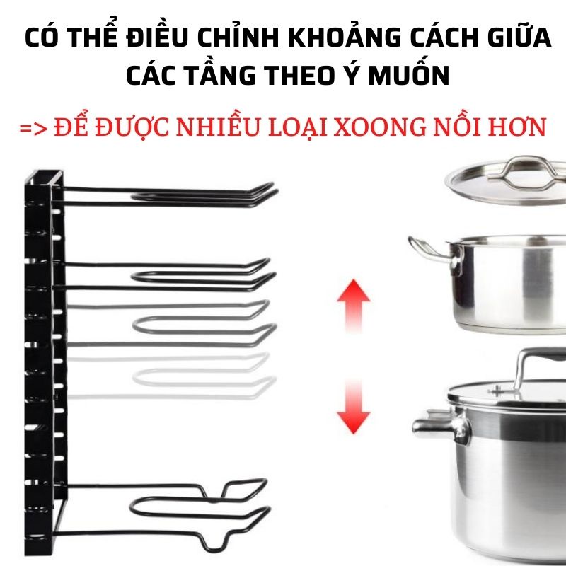 Kệ để xoong nồi đa năng Giá đựng đồ nhà bếp thép không gỉ (kệ xương cá M10)