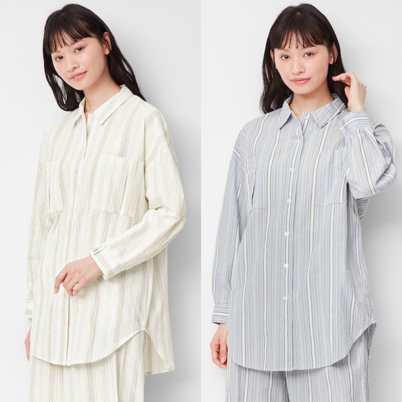 Áo sơ mi nữ kẻ sọc dọc dài tay dòng oversize xinh xắn, thanh lịch của Gu - Nhật