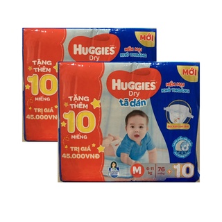 Combo 02 tã Huggies dán M76 bọc kén con tằm mới(cho trẻ 6-11kg)