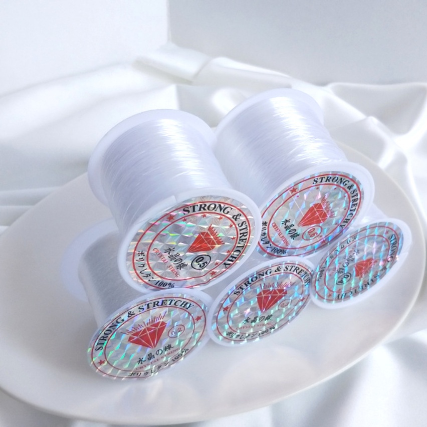 Dây cườm làm trang sức dây pha lê trong suốt không giãn 0.2-0.8mm