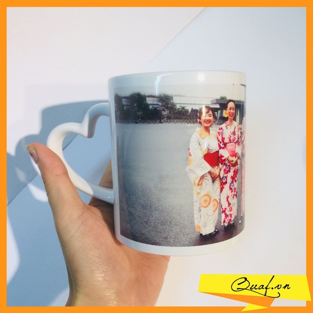 In Cốc Sứ Trắng Quai Tim