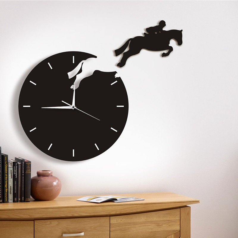 3D DIY Fashion Mirror Wall Clock Silent for Bedroom Decor Dial,Brown