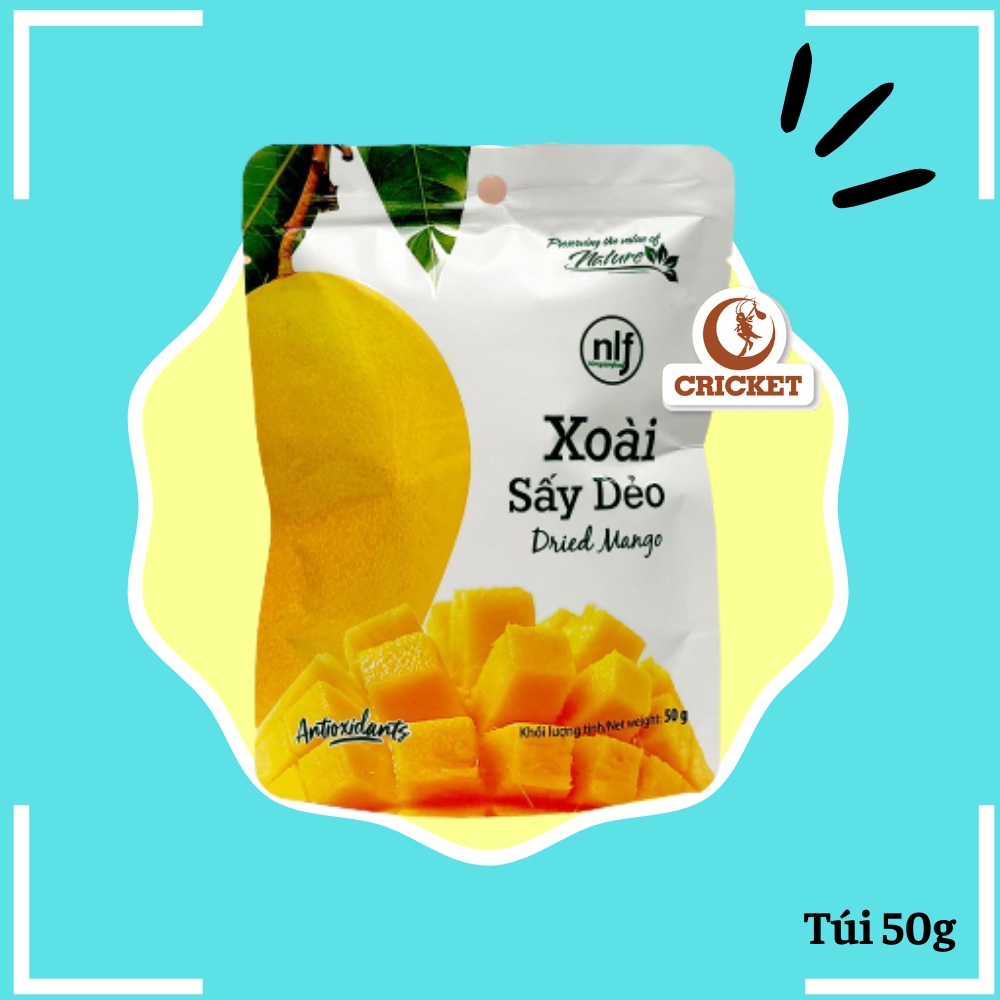 Xoài Sấy Dẻo Dried Mango NLF- Túi 50g - Thơm Ngon Tự Nhiên Giữ Trọn Vị Ban Đầu