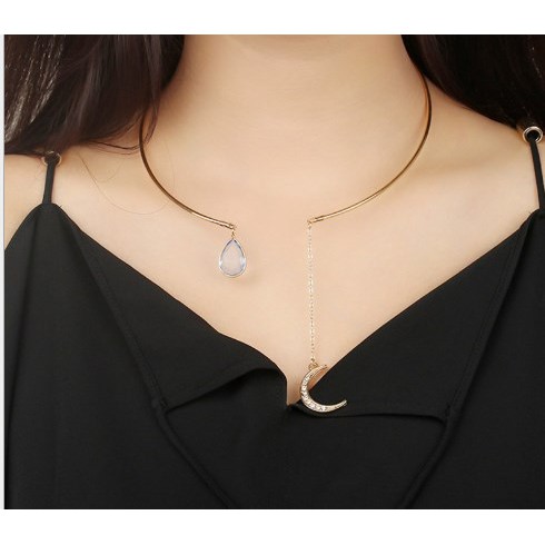 Dây chuyền nữ charm giọt lệ mặt trăng - vòng cổ nữ necklace jewelry bohemian phụ kiện Fleurs de basilic