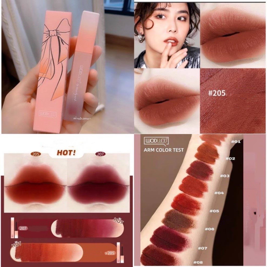 Son Wodwod nơ hồng siêu mịn mướt thiết kế xinh xắn có ảnh shop chụp