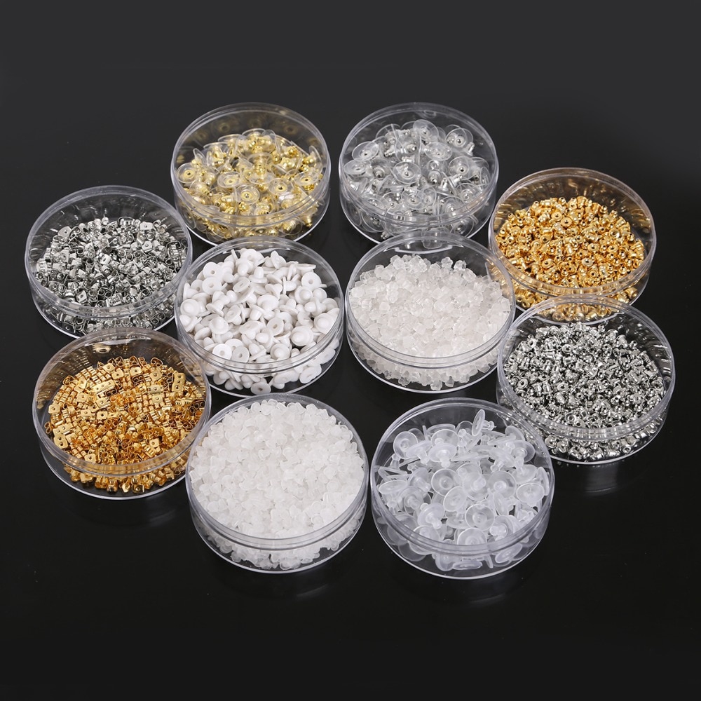 Hộp 450/480 phụ kiện nút chặn phía sau bông tai hỗn hợp dùng làm trang sức thủ công