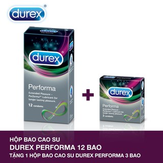 Bao cao su Durex Performa kéo dài thời gian Siêu Mỏng hộp 12 cái tặng 1 hộp 3 cái