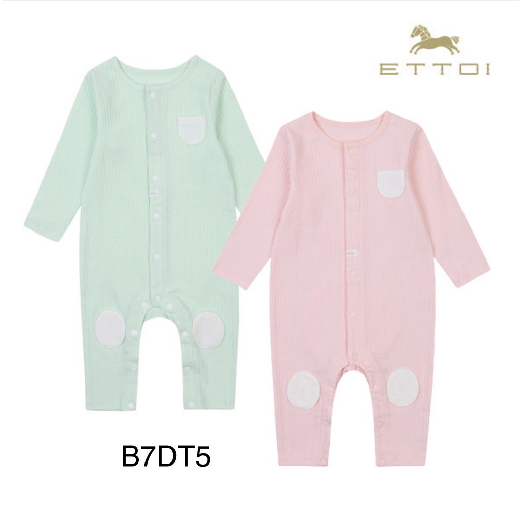 Body dài tay cài thẳng  Ettoi thun tăm túi ngực trắng Nga Fish B7DT5