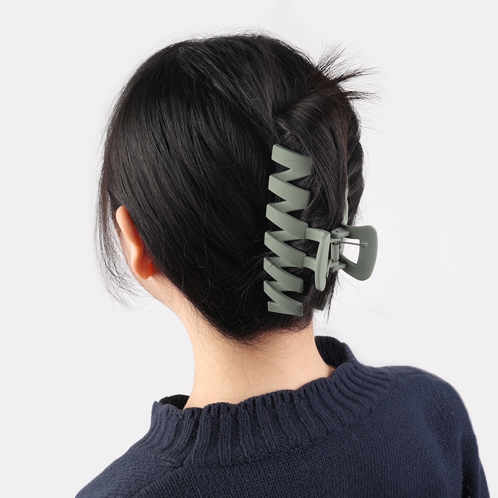 1 Kẹp Tóc Càng Cua Dạng Gợn Sóng Lớn Màu Trơn Kiểu Hàn Quốc