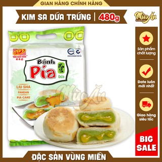Bánh pía kim sa đậu xanh lá dứa Tân Huê Viên 480gr, bánh pía không sầu riêng mini Sóc Trăng vị trứng muối tan c