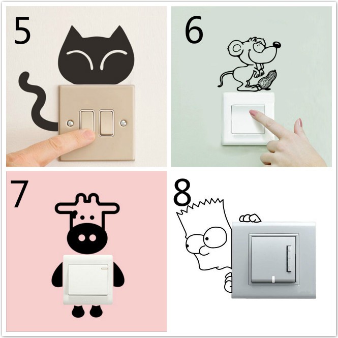 Decal trang trí công tắc hình chó mèo nghệ thuật | BigBuy360 - bigbuy360.vn