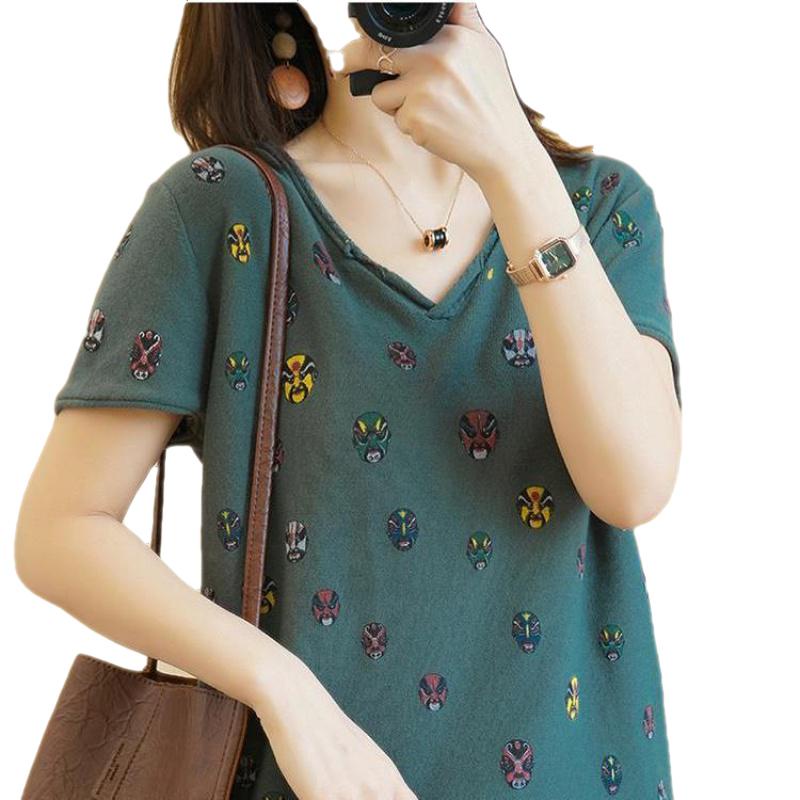 Áo Thun 100% Cotton Tay Dài Dáng Rộng In Hoạ Tiết Xinh Xắn Phong Cách Retro Cho Nữ