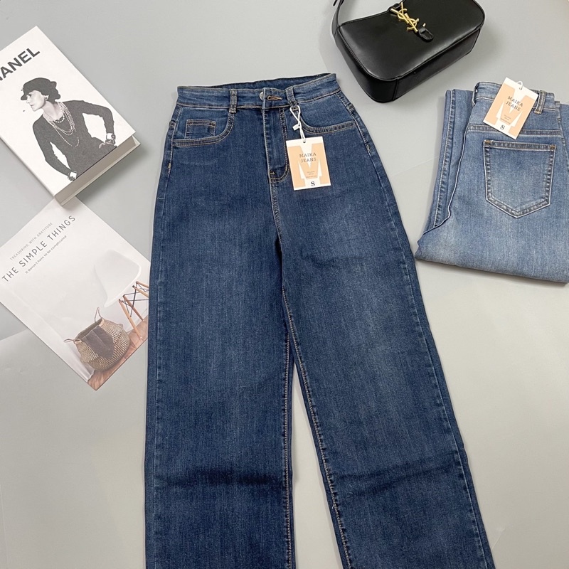 (Hình Thật shop chụp ) Quần Jean Ống Suông Lưng Siêu Cao Phong Cách Hàn Quốc Shop Yuri Jeans Suông001
