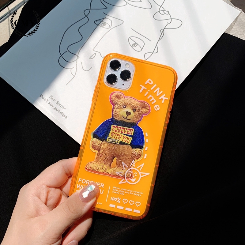 Ốp điện thoại họa tiết hình gấu phối vải lông cho iPhone11/11Pro 11pro Max X XR XS XS MAX 7 8 plus SE | BigBuy360 - bigbuy360.vn